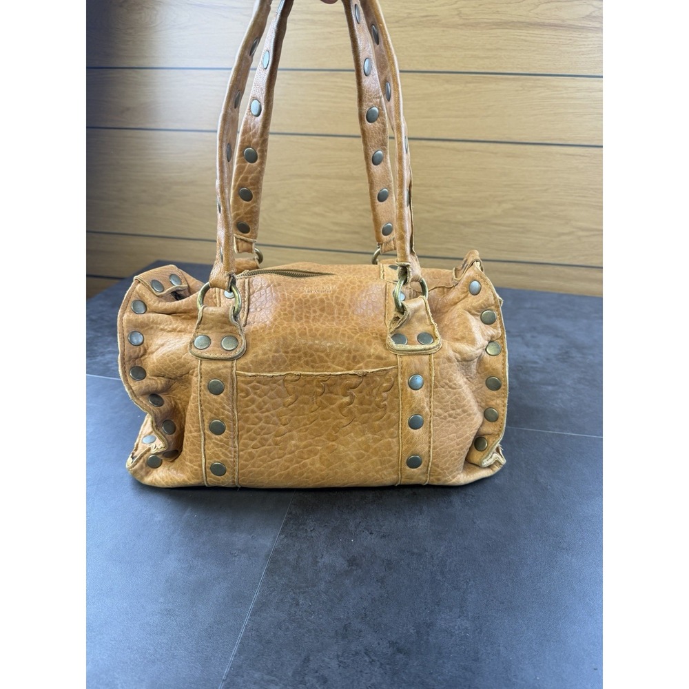 Hammitt Los Angeles Leather Studded Satchel Bag Cognac Brown Early Rare